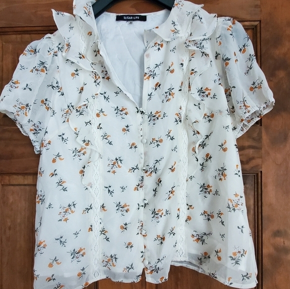 Sugar Lips button peasant blouse medium - Picture 1 of 4